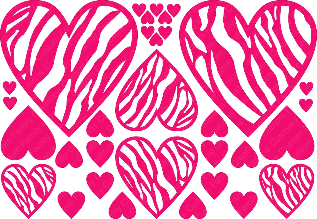 Zebra Heart Vinyl Wall Decals, Girl Bedroom Decor, Removable Polka Dot ...