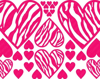 Zebra Heart Vinyl Wall Decals, Girl Bedroom Decor, Removable Polka Dot Decal