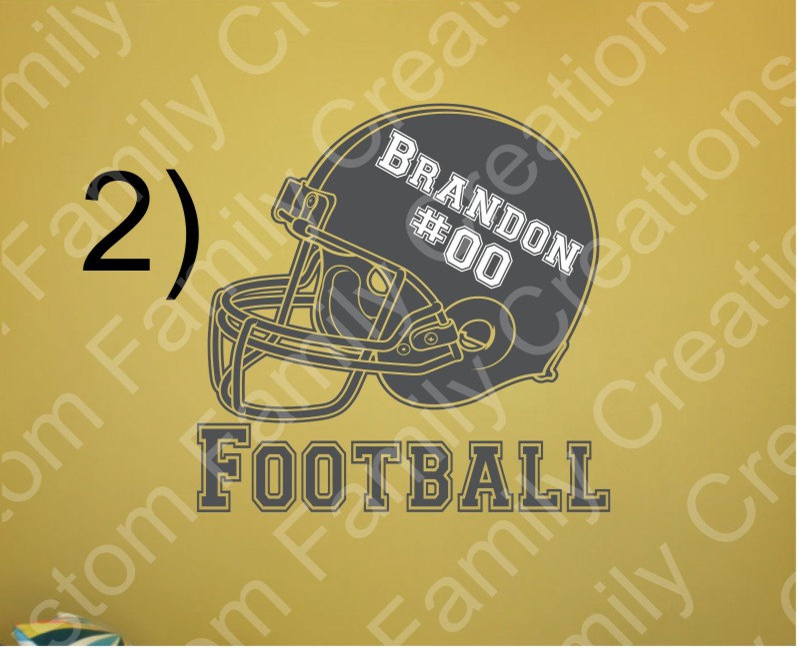 Personalized Football Helmet with Name and Number Wall Vinyl Etsy España