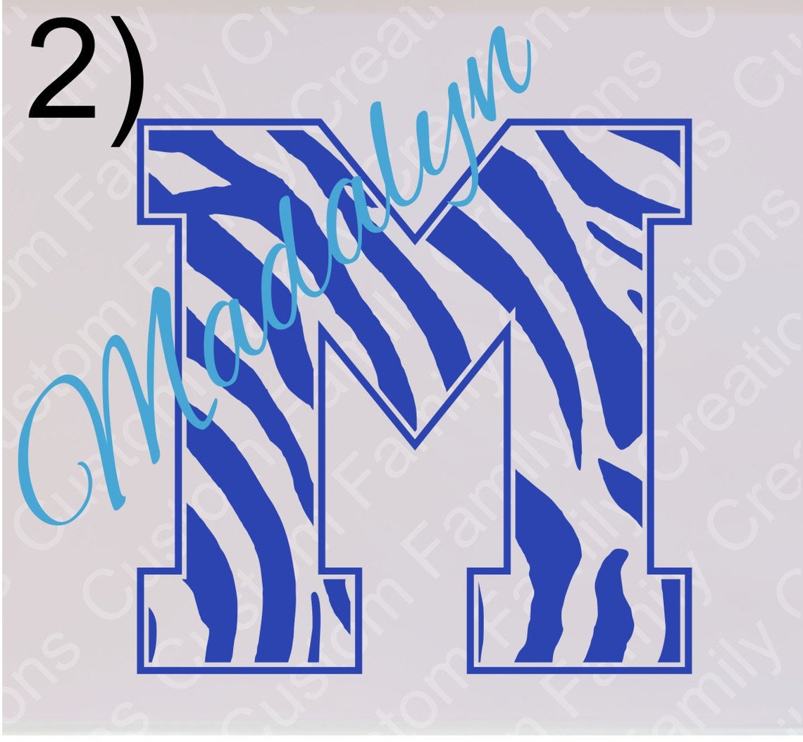 Personalized Zebra Print Initial Wall Decal, Custom Name Monogram - Etsy