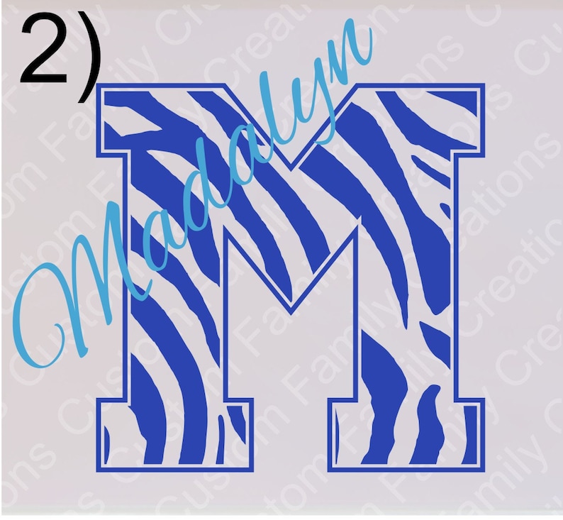 Personalized Zebra Print and Name Monogram 1 Wall Vinyl Etsy