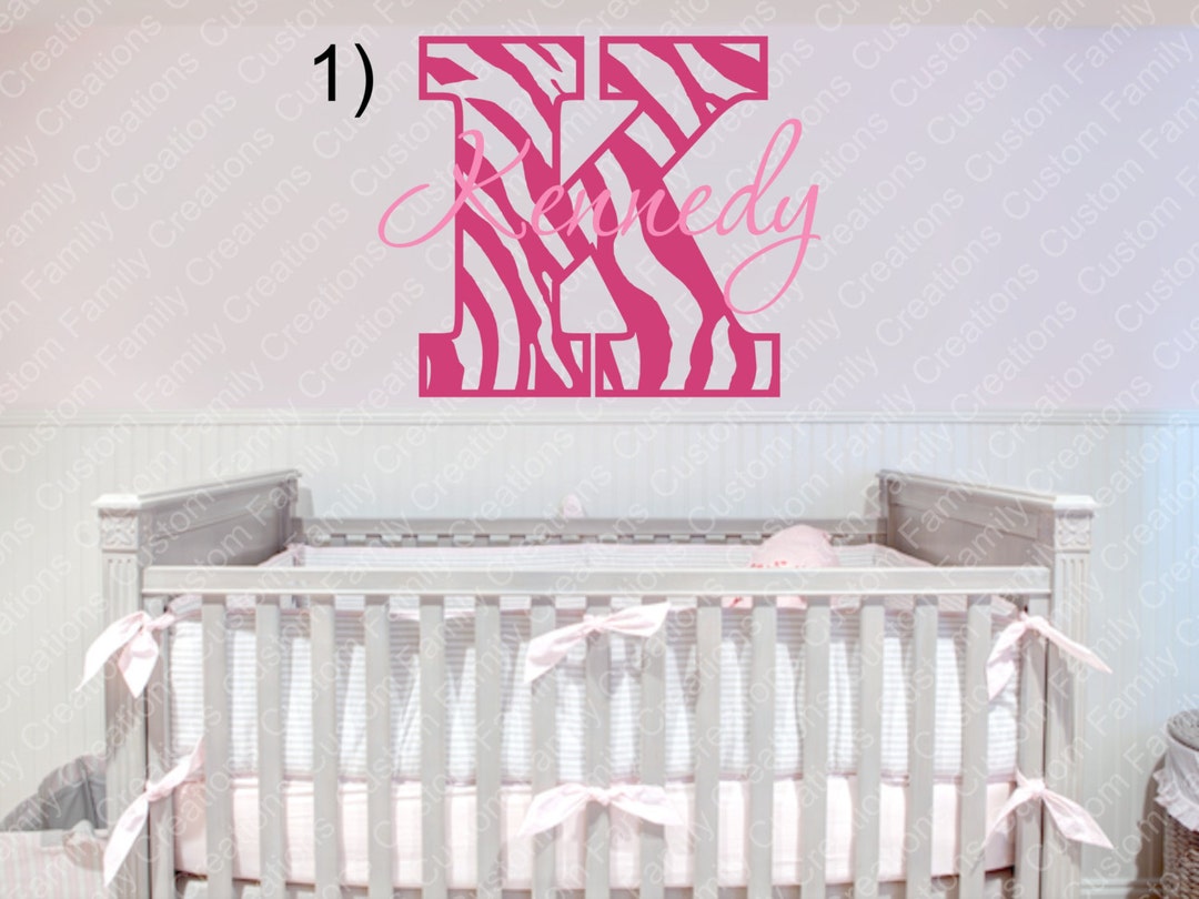 Personalized Zebra Print Initial Wall Decal, Custom Name Monogram - Etsy