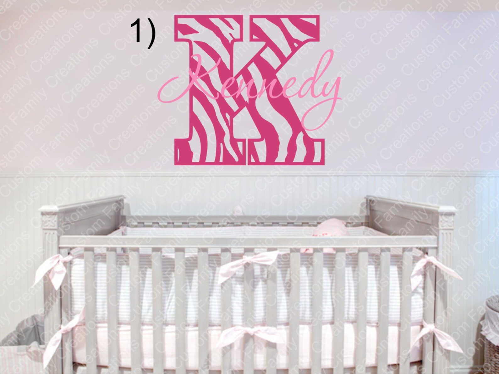 Personalized Zebra Print Initial Wall Decal, Custom Name Monogram - Etsy