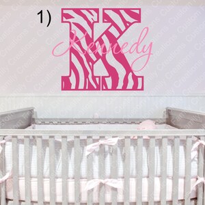 Personalized Zebra Print Initial Wall Decal, Custom Name Monogram - Etsy