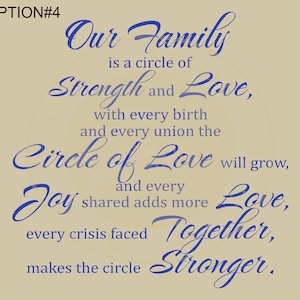 Our Family: A Circle of Strength and Love.3 Vinyl Wall Decal,removable ...