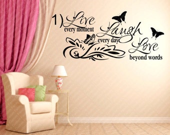 Live Laugh Love #2 Vinyl Wall Decal Design #1 - #3, Wall Vinyl   Decal,custom Wall decal,custom wall quote, Vinyl Wall Quote,