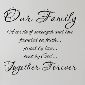 Our Family: A Circle of Strength and Love.1 Vinyl Wall - Etsy