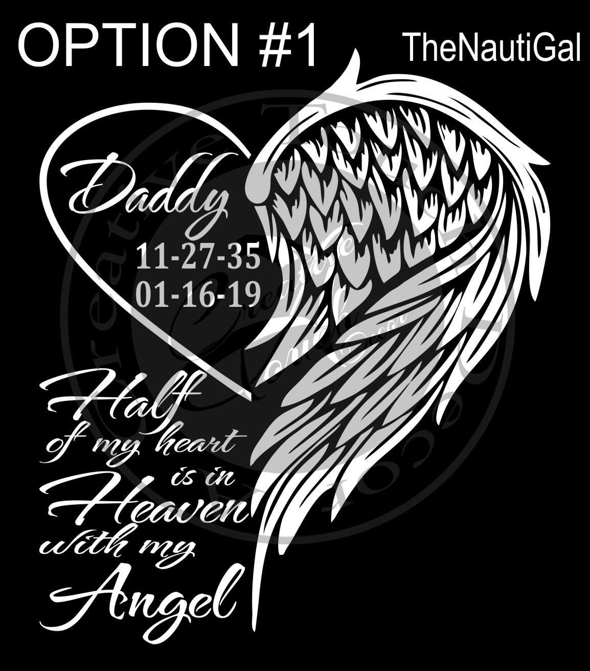 Personalized Half My Heart in in Heaven Heart and Wings Car Etsy Canada