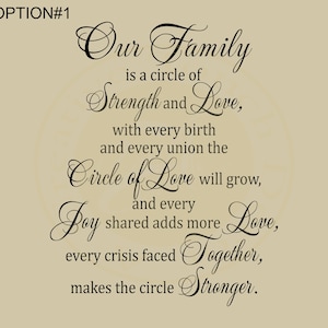 Our Family: A Circle of Strength and Love.#2 Vinyl Wall Decal,Removable wall Decal,Family wall Quote,Family Wall Decal,Home Decor