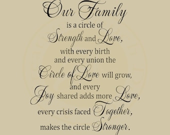 Family Circle of Love Vinyl Wall Decal: Home Decor