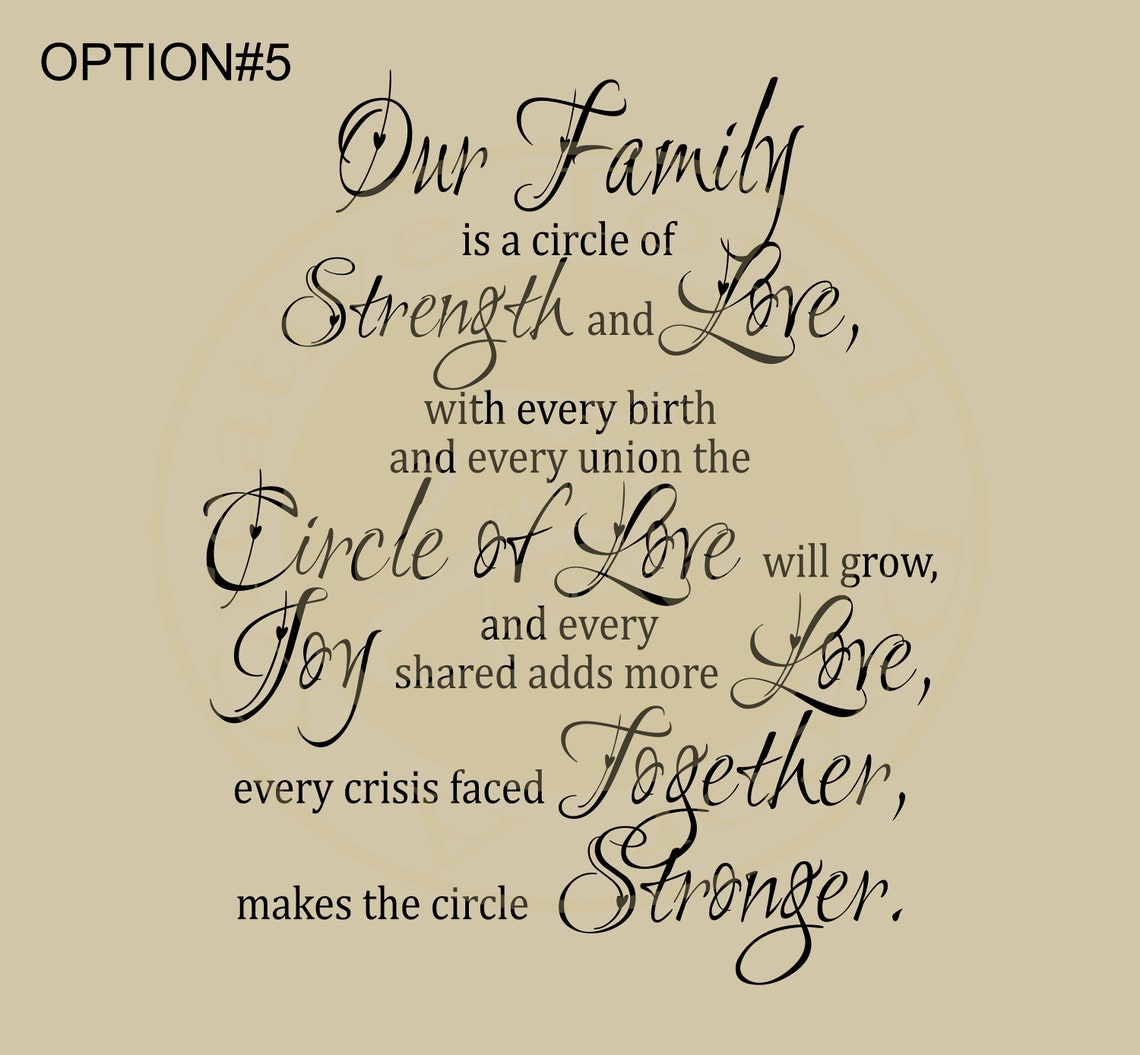 Our Family: A Circle of Strength and Love.2 Vinyl Wall | Etsy