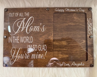 Personalized Wood Photo Frame, Custom Quote, Mother's Day Gift, Engraved Message, Baltic Birch Acrylic