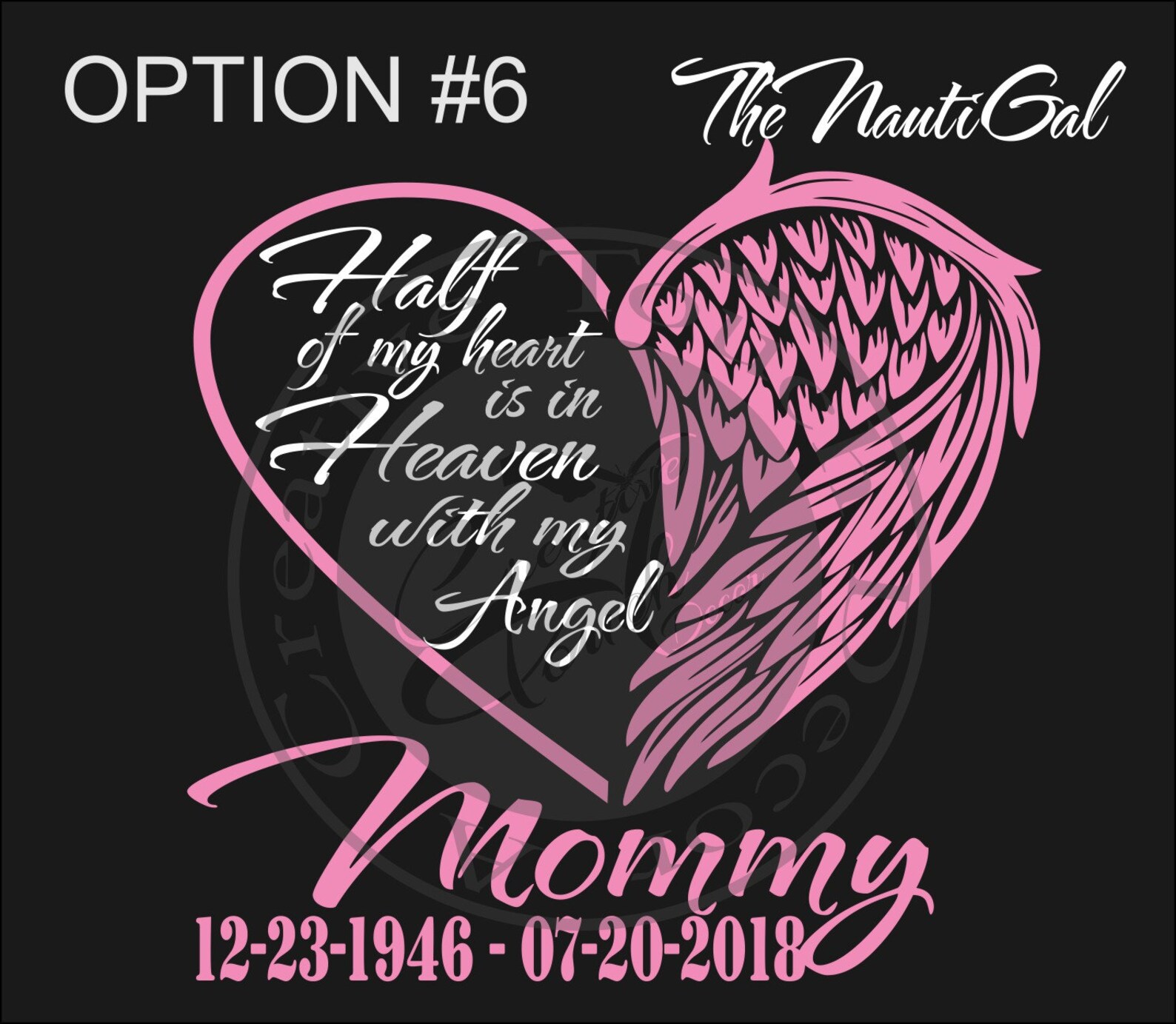 half heart half wing decal