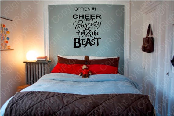 Cheer Like A Beauty Train Like A Beast 2 Vinyl Wall Decal Removable Wall Decal Wall Decor Girl Wall Art Girls Vinyl Decal Bedroom Decor