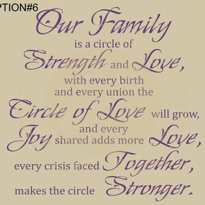 Our Family: A Circle of Strength and Love.3 Vinyl Wall Decal,removable ...
