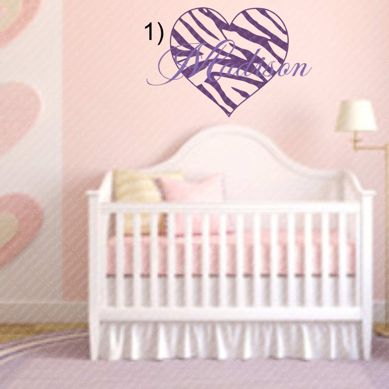 Personalized Zebra Heart Monogram Wall Decal – Girls Room Decor - Etsy