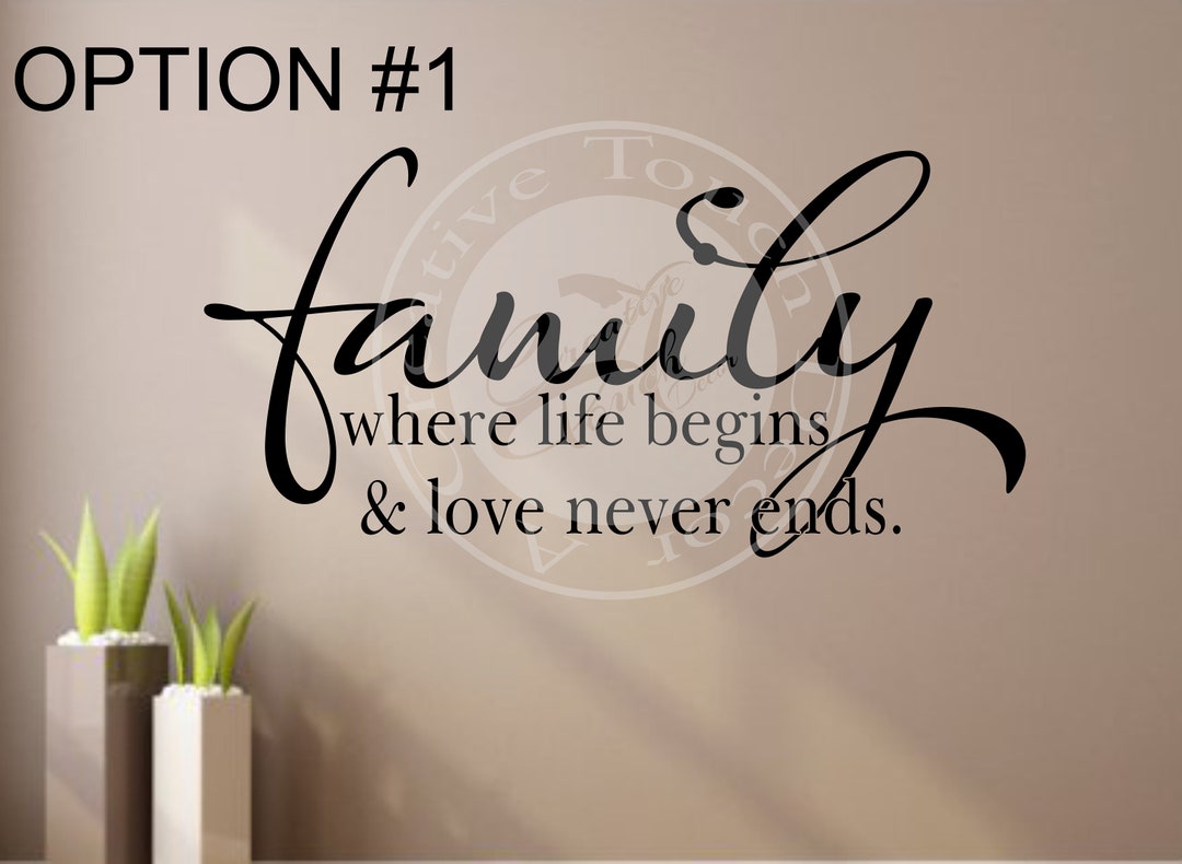 Family Where Life Begins Vinyl Wall Decal , Wall Vinyl Decal,custom ...