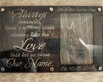 Personalized Anniversary Picture Frame, Custom Baltic Birch Wood Photo Frame