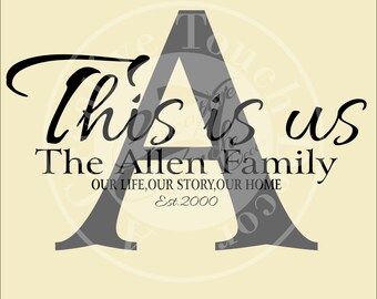 Personalized Family Name Wall Decal, Established Date Monogram