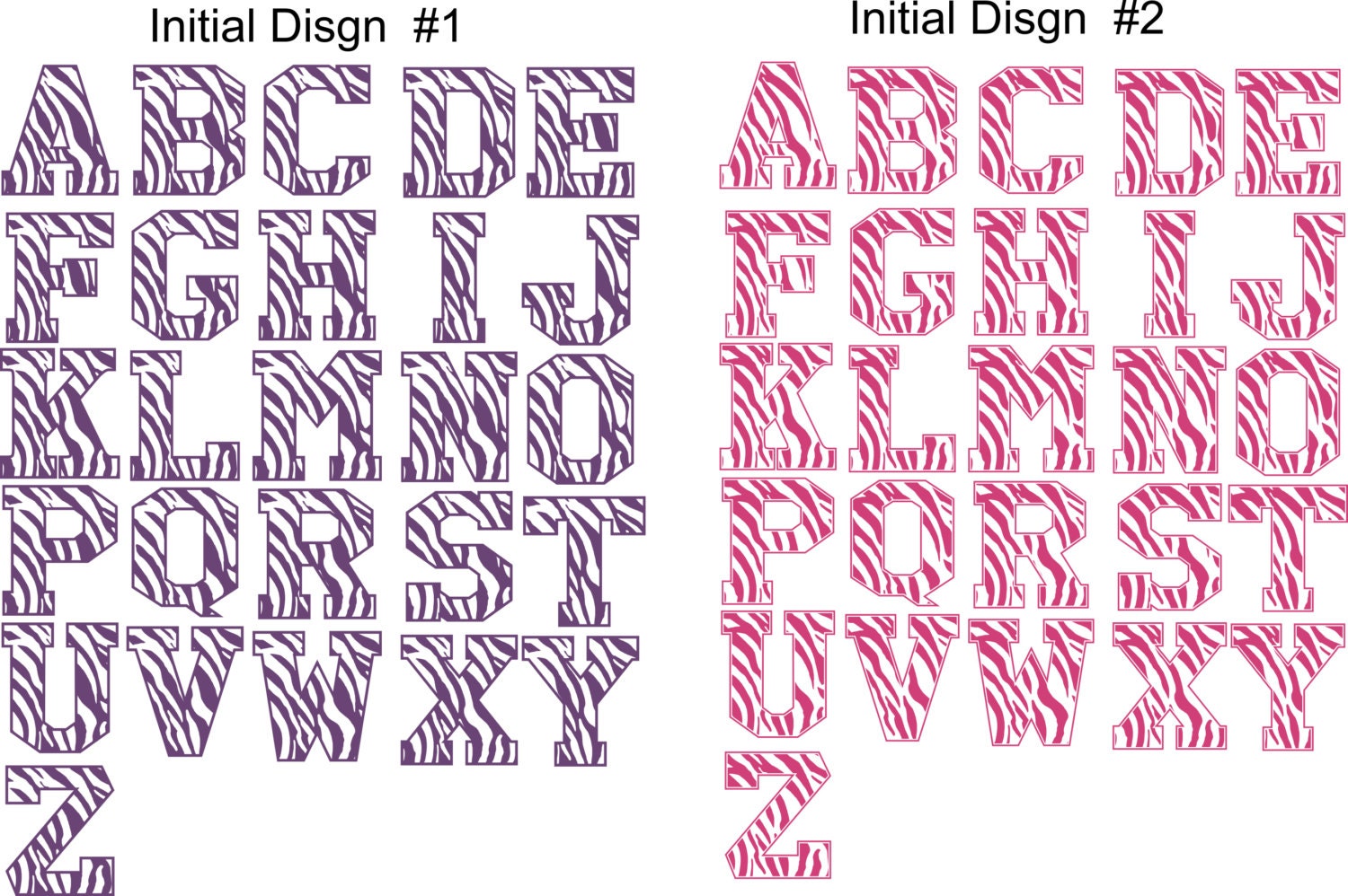 Personalized Zebra Print Initial Wall Decal, Custom Name Monogram - Etsy