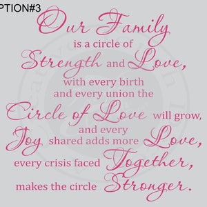 Our Family: A Circle of Strength and Love.3 Vinyl Wall Decal,removable ...