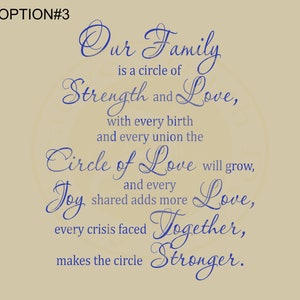 Our Family: A Circle of Strength and Love.2 Vinyl Wall - Etsy