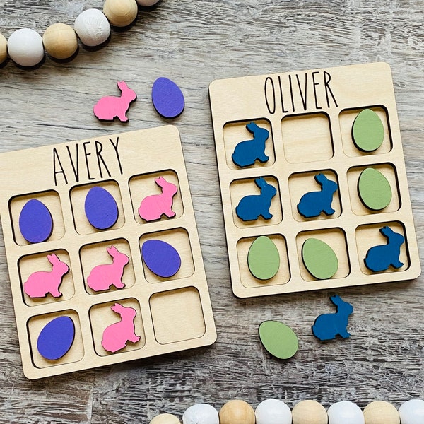 Pâques Tic Tac Toe SVG SEULEMENT Glowforge testé, Lapin, Oeufs, Fichiers découpés au laser, Découpe laser, CNC