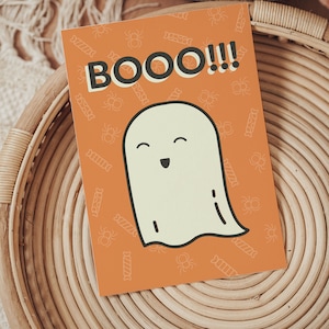 PRINTABLE Ghost Halloween Card 4x6 - Cute Ghost - Kid&#39;s Trick or Treat Party