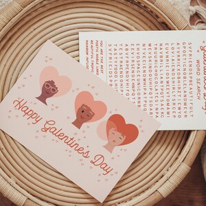 DRUCKBARE Galentine's Day Karte und Wortsuche Set Bundle 10x6, Valentinstag Spiele | Party Printable, Leslie Knope Kompliment, Girl's Night