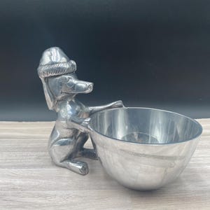 Pewter Bowl Nut bowl Trinket Bowl Dog in Cap, Silver Color Vintage Candy Bowl, Dog Decor Vintage Kitchen Snack Bowl Bohemian Kitchen