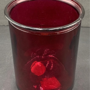 Large Decorative Handmade|Ruby Red| Art Glass| Flower Vase| Made in Spain| Recycled Glass|Ridge Bottom|Pop of color|Desk|Cottage Core decor|