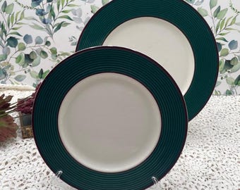Vintage Green and White Dinner Plates and Salad Plates Pagnossin Ironstone from Italy Vintage Plates White and Green Dinnerware Modern