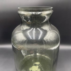 Large Green Glass Vase –  Retro MCM Decor, 15" Tall Vintage Style Centerpiece