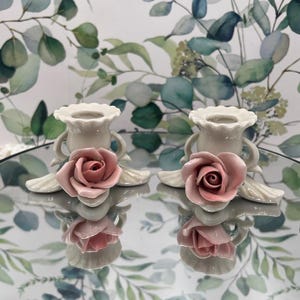 Miniature Candleholders Porcelain Floral Mini Candlesticks Vintage Porcelain Candle Gift for Friend Gift for Mom Capodimonte style Germany