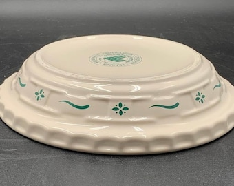 Longaberger Heritage Green Pie Plate, Stoneware Retro Farmhouse Dish (Oven to Table)