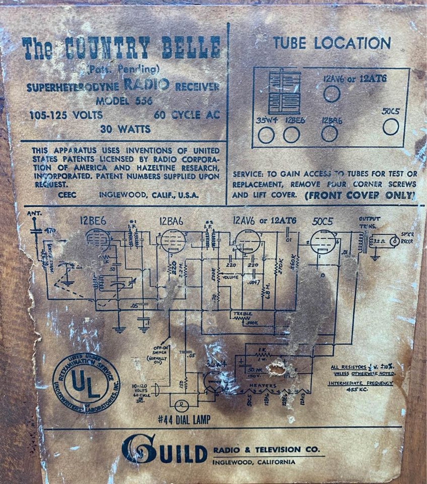 Vintage 1956 the Country Belle Radio by Guild Model 556