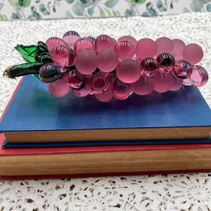 Murano look Glass Grape Clusters Vintage Glass Fruit Decor in Purple Amber Orange Green Italian Style Mid Century Table Accent Regency MCM