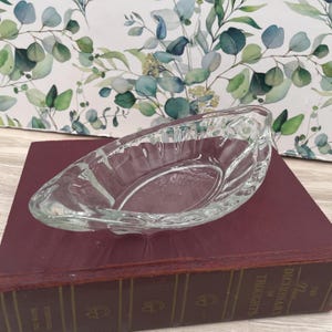 Vintage glass dish oblong tray for relish or glass snack tray retro dining style for housewarming gift set of four glass nut or candy bowls