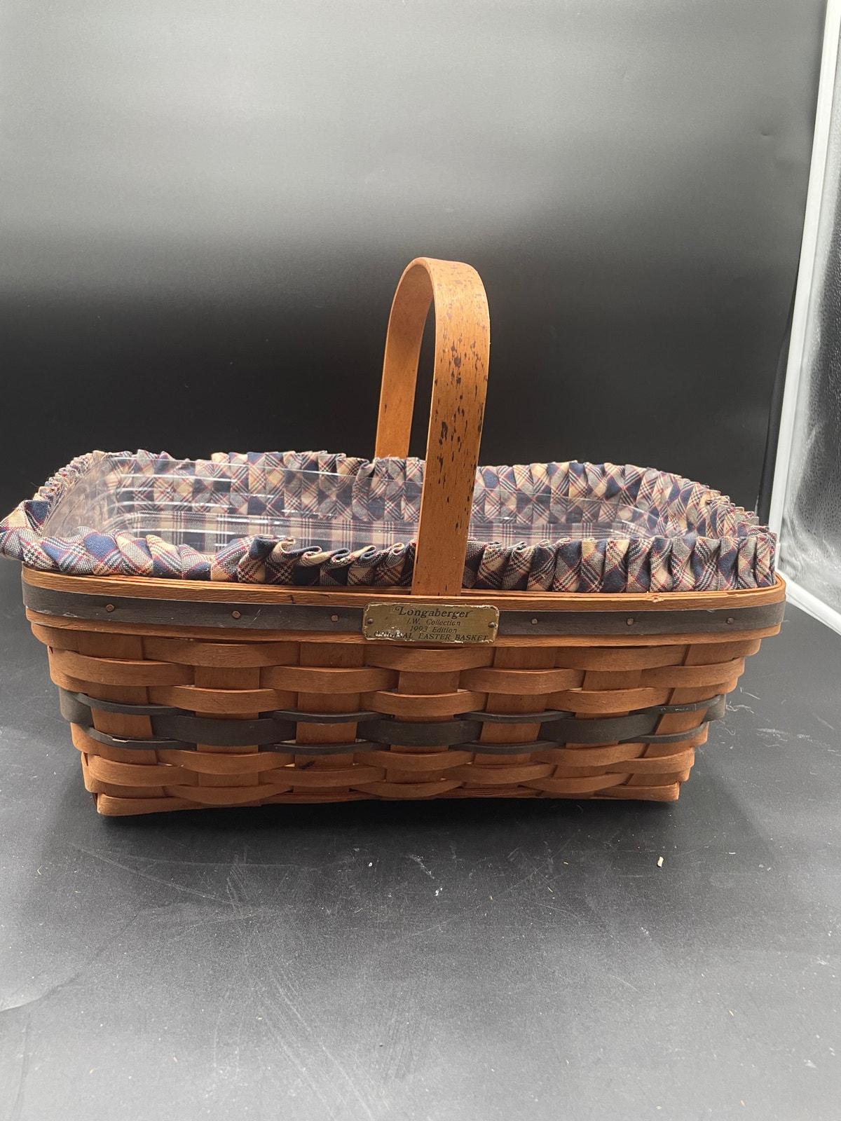 Longaberger 1993 J.W. Collection Easter Basket With Fabric Liner