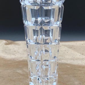 Cristal D&#39;Arques Beauregard 24% Lead Crystal| Vintage Vase|footed|bud vase|Art Deco vase|Made in France|1990s|Square cut design|Gift for her