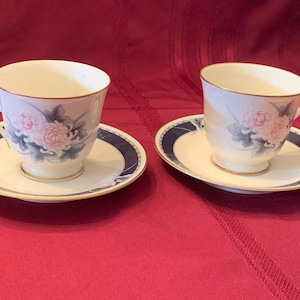 Vintage Noritake NEVILLE Cup and Saucer Set of 4 Beige Tan