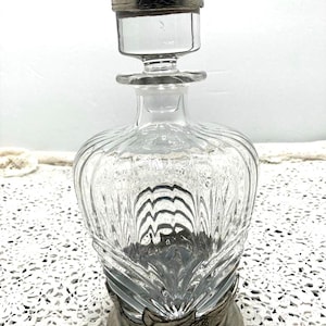Vintage Etain Pewter and Glass Decanter | 95% Pewter | Elegant Barware | 1930s Art Deco Design | Collectible Glassware| Bar cart Decor| Gift