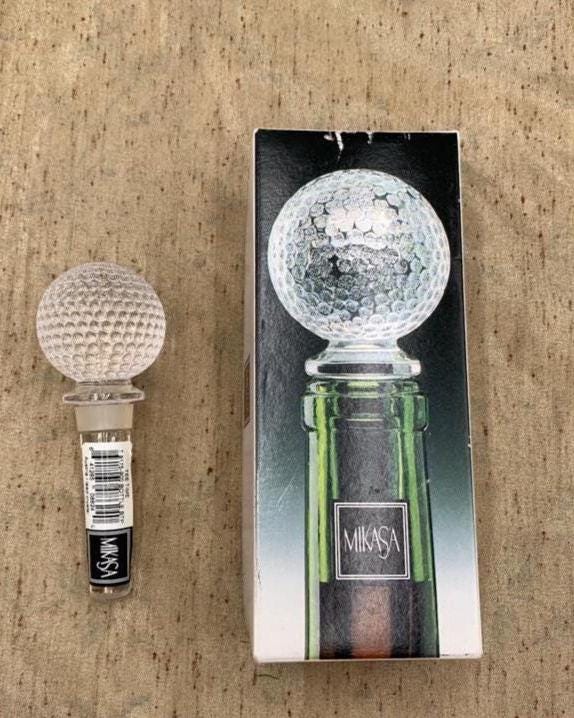 Mikasa Golf Ball Austria Lead Crystal Wine Bottle Stopper