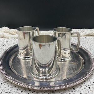 Vintage Leonard &quot;English Pewter&quot; Tankard Hand Made In Sheffield Glass Bottom Queens award Pewter Barware Beer Lover Gift Collector&#39;s gift