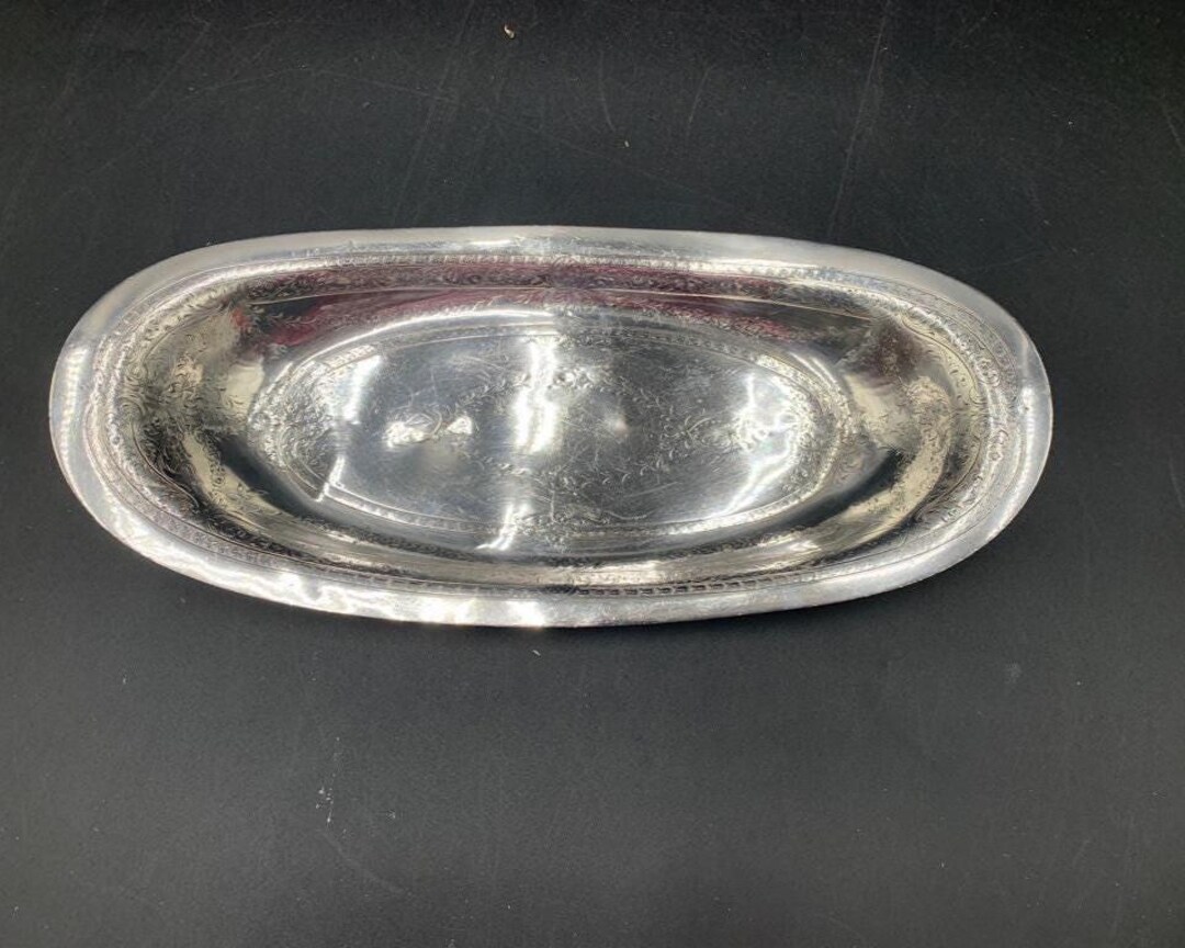 【Forbes Silver Co.】 スプーンホルダー【シルバープレート】 Antique 1900s Forbes Silver Plate Co. Quadruple Silver Oval Bread
