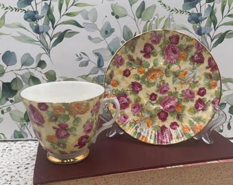 Royal Victorian Floral Tea Cup and Saucer: Vintage China Tea Party Decor