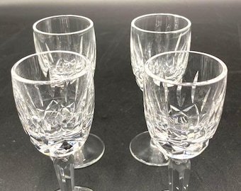 Vintage Waterford Crystal Kildare Cordial Glasses, 1973 Signed Ireland, 4" Tall Discontinued Pattern
