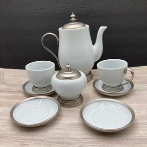 International Silver Co Collezione Toscana Coffee Set | Pot, Sugar Bowl (No Spoon), 2 Cups, 4 Saucers | Vintage Italian Style European Gifts