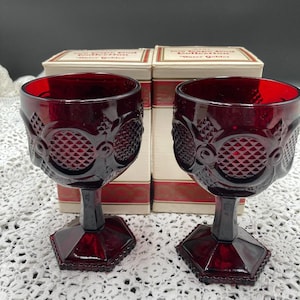 Vintage Avon Cape Cod Ruby Red Goblets - Set of 2 in Original Box