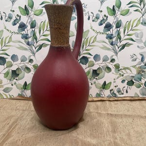 Vintage Rebekah Handmade Jug,  Biblical Pottery,  Rebecca Pitcher, Stoneware, Religious Gift Unique handle Water jug flower vase accent jug